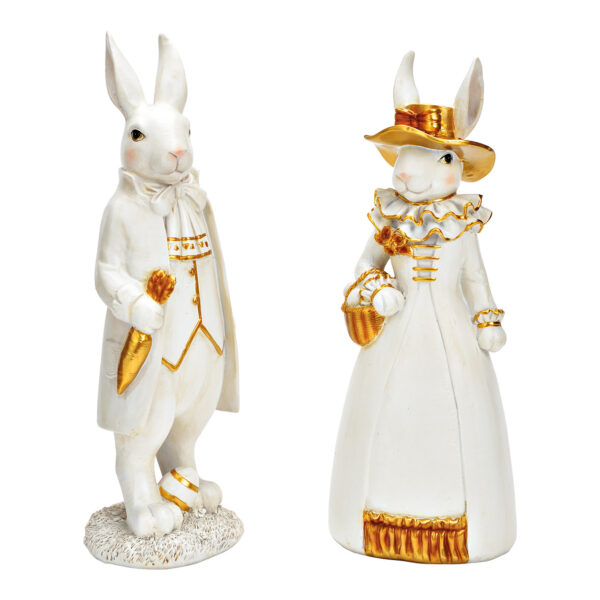 Conejito hombre y mujer, fabricado en poli blanco, doble cara, (An./Al./Pr.) 13x36x11cm
