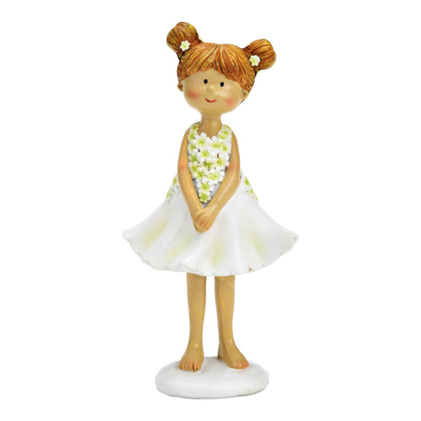 Figura de niña de las flores de poliéster blanco (ancho/alto/profundidad) 8 x 15 x 4 cm