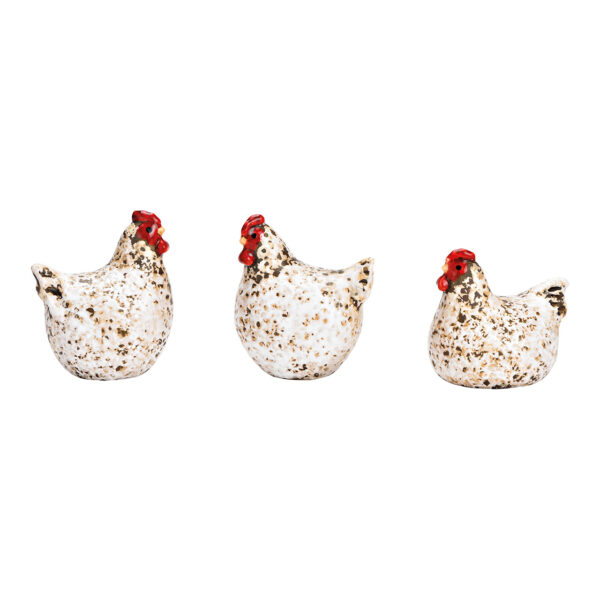 Pollo de cerámica natural, 3 partes, (An./Al./Pr.) 4x7x6cm