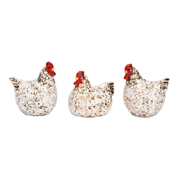 Pollo de cerámica natural, 3 partes, (An./Al./Pr.) 7x9x10cm