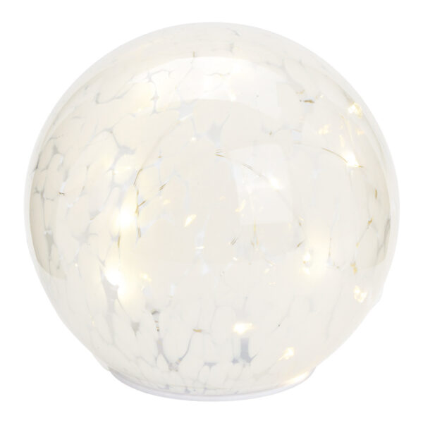 Bola luminosa con LED 15s, con temporizador fabricada en cristal blanco Ø15cm