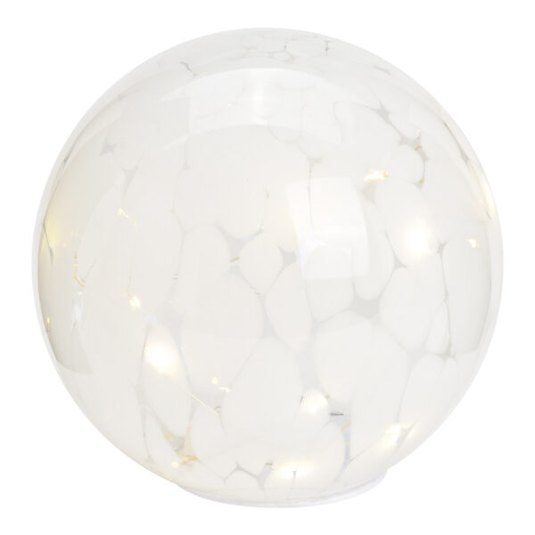 Bola luminosa con LED 15s, con temporizador 8/16 de cristal blanco Ø18cm