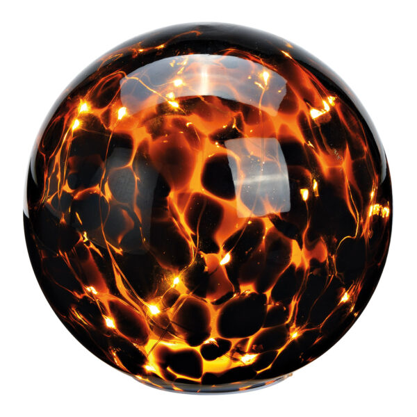 Bola luminosa con LED 15s, con temporizador 8/16 fabricada en cristal marrón Ø18cm