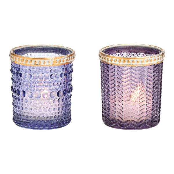 Lámpara de viento con adornos de cristal violeta, 2 luces, (An./Al./Pr.) 6x6x6cm