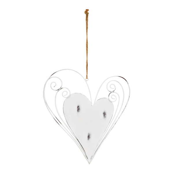 Para colgar metal corazón blanco (An/Al) 18x30cm