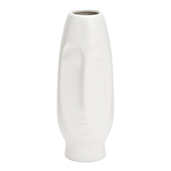 Jarrón cara cerámica blanca (An./Al./Pr.) 9x22x9cm