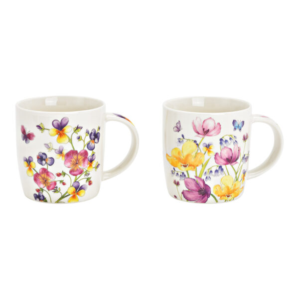 Taza de porcelana con decoración floral, 2 compartimentos, (An./Al./Pr.) 12 x 10 x 9 cm