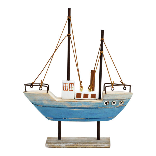 Soporte barco de madera azul (An./Al./Pr.) 17x22x4cm