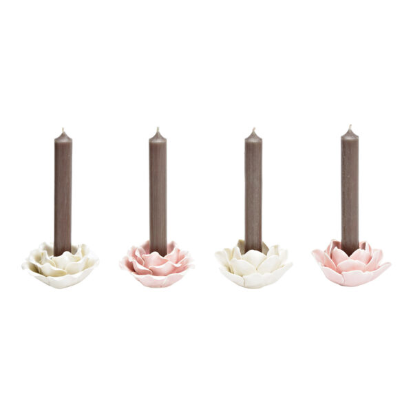 Candelabro flor cerámica blanco, rosa 4 surtido, (ancho/alto/profundidad) 10x5x10cm