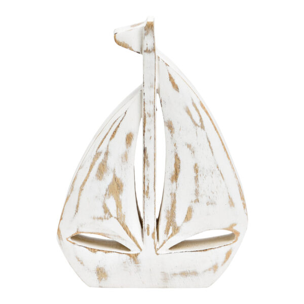 Soporte para velero de madera de mango blanco (An./Al./Pr.) 14x20x4cm