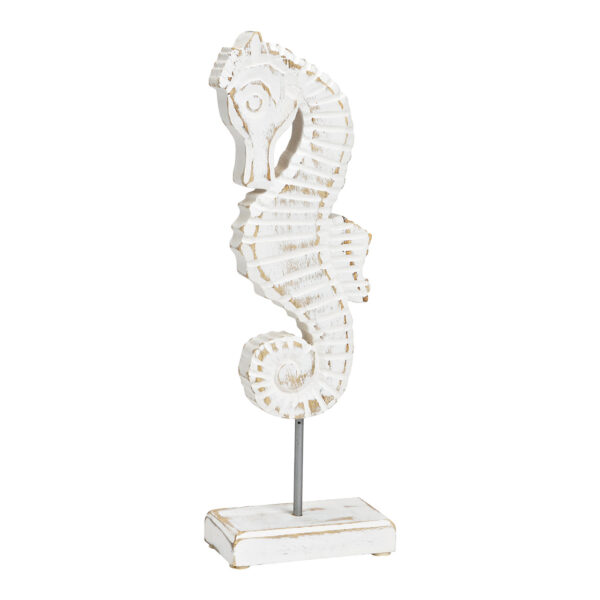 Soporte de madera de mango caballito de mar blanco (An./Al./Pr.) 11x33x6cm