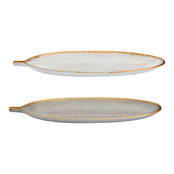 Bandeja de madera de color topo, blanca, 2 hojas, (An./Al./Pr.) 40x3x14cm