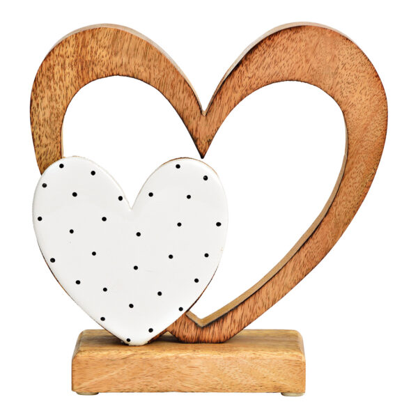 Soporte corazón de madera de mango marrón, blanco (An./Al./Pr.) 20x20x6cm