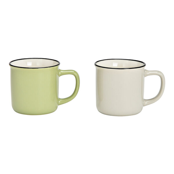 Taza de porcelana verde doble, (An./Al./Pr.) 12x8x9cm 330ml