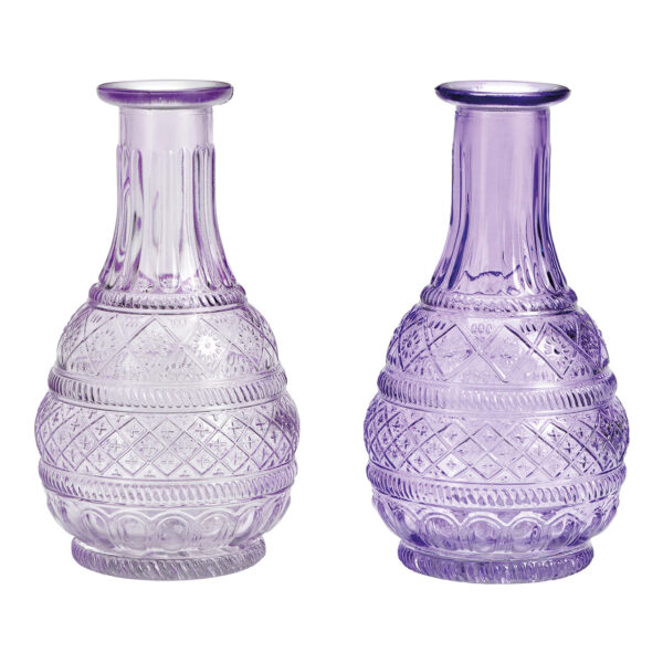 Jarrón de cristal morado de 2 cuerpos, (An./Al./Pr.) 10x18x10cm