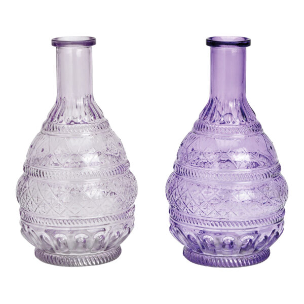 Jarrón de cristal morado de 2 cuerpos, (An./Al./Pr.) 12x23x12cm