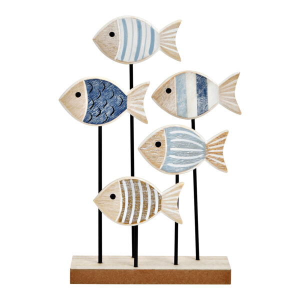 Soporte de madera pez azul (An./Al./Pr.) 18x26x6cm