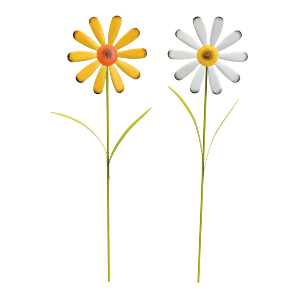 Tapón flor de metal blanco, amarillo 2 surtido, (An/Al/Pr) 12x50x1cm