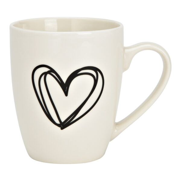 Taza de porcelana negra con decoración en forma de corazón (An./Al./Pr.) 12x10x8cm 350ml