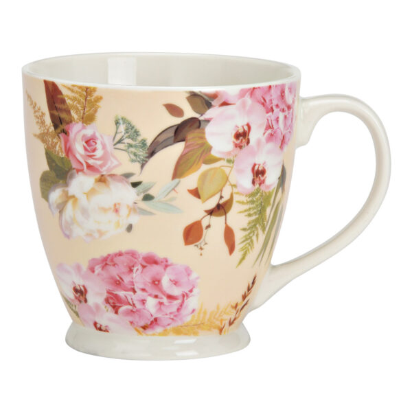 Taza gigante de porcelana con decoración de flores (An./Al./Pr.) 13x10x10cm 470ml