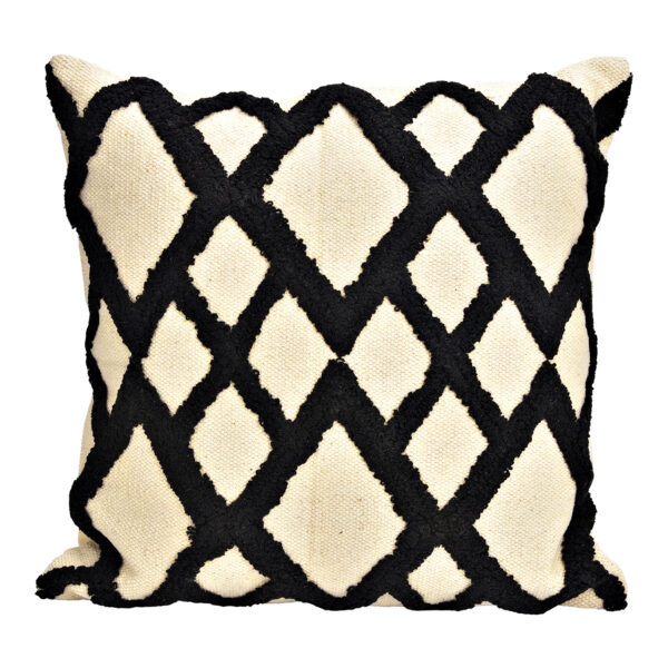 Cojín textil beige, negro (An./Al./Pr.) 50x50x10cm