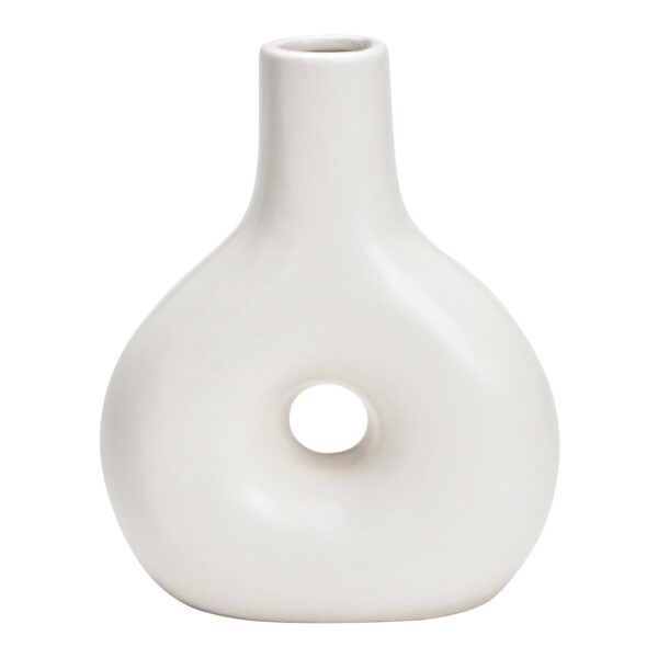 Jarrón de cerámica blanco (An./Al./Pr.) 14x18x6cm