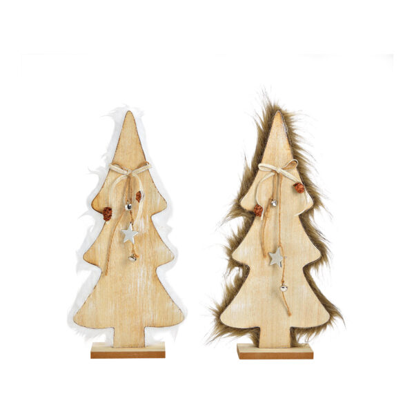 Soporte abeto de madera natural doble, (An/Al/Pr) 18x40x5cm