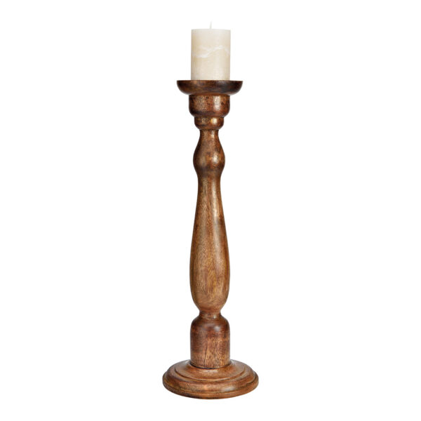 Candelabro de madera de mango marrón (An./Al./Pr.) 18x53x18cm