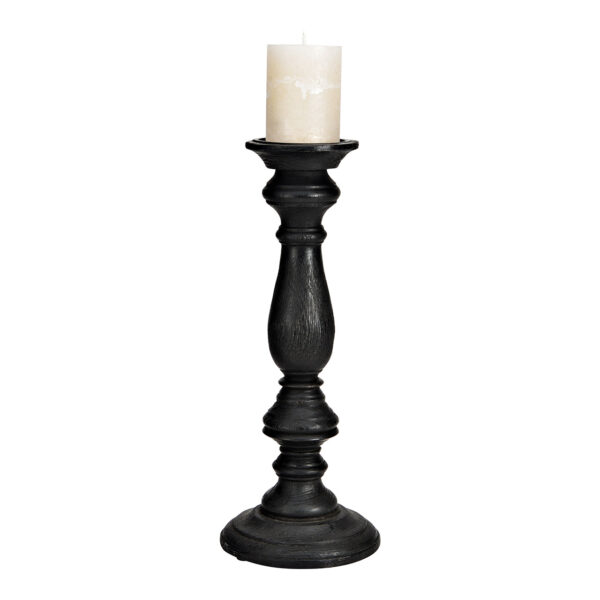 Candelabro de madera de mango negro (An./Al./Pr.) 13x38x13cm