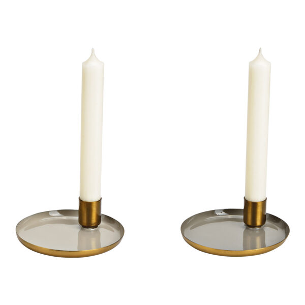 Candelabro de metal gris doble, (An./Al./Pr.) 11x3x11cm