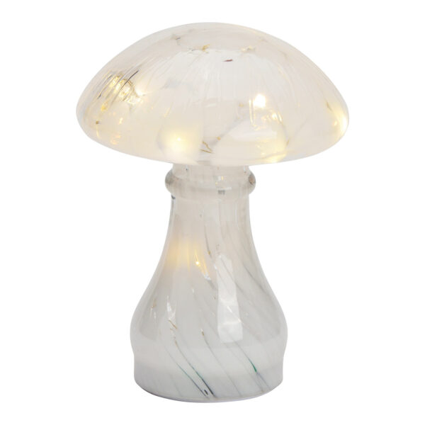 Seta con 12 LED, temporizadores 6/18, fabricada en cristal blanco (An./Al./Pr.) 13x18x13cm