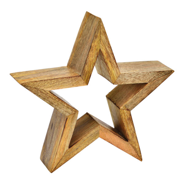 Estrella de madera de mango natural (An./Al./Pr.) 24x23x6cm