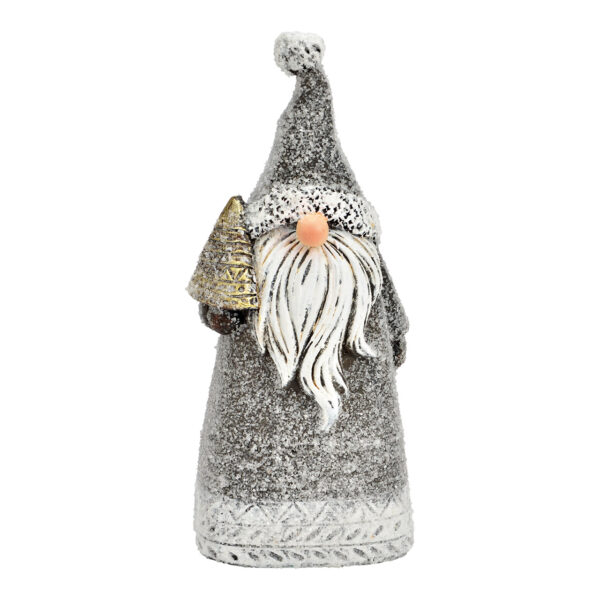 Papá Noel con purpurina de poly grey (An./Al./Pr.) 5x11x4cm