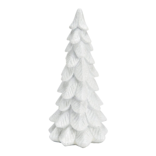 Abeto con purpurina de poly blanco (An./Al./Pr.) 6x15x6cm