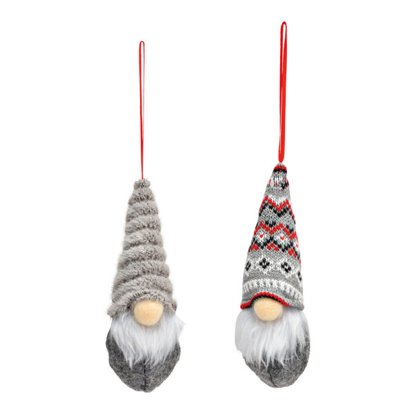 Para colgar textil gnomo gris doble, (An./Al./Pr.) 7x15x7cm