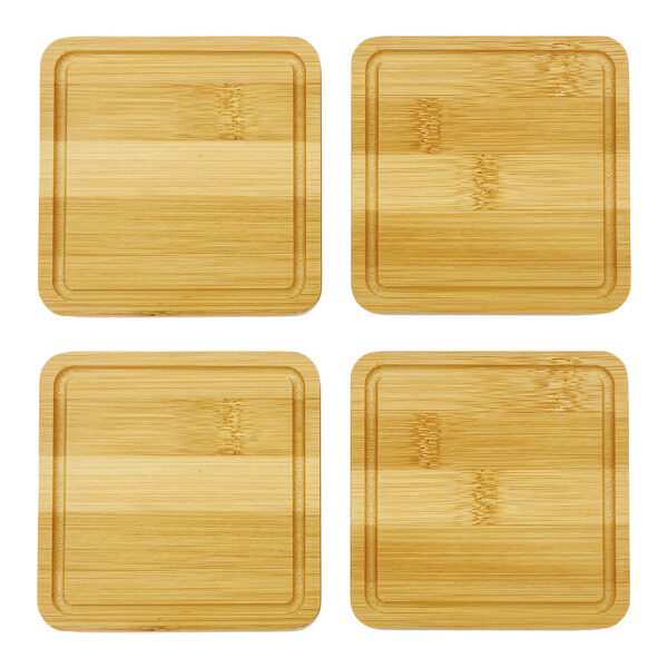 Juego de 4 posavasos de bambú natural (An./Al./Pr.) 10 x 1 x 10 cm