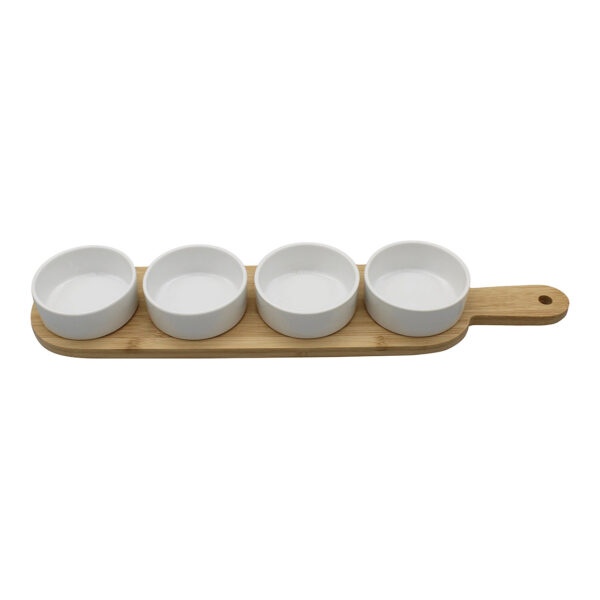 Juego de 4 tapas de bambú/cerámica natural/blanco (An./Al./Pr.) 39x4x8cm