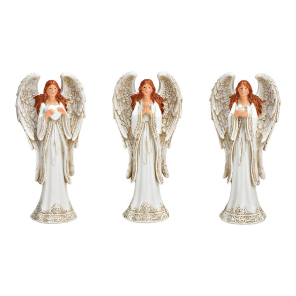 Ángel de poli blanco, 3 surtido, (An./Al./Pr.) 6x13x4cm