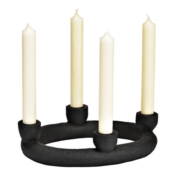 Candelabro de polietileno negro (ancho/alto/profundidad) 24 x 6 x 18 cm