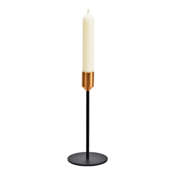 Candelabro de metal dorado/negro (An./Al./Pr.) 8x18x8cm