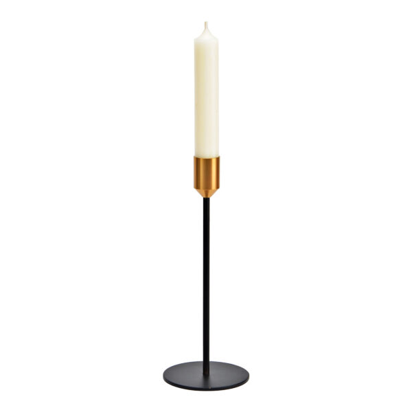 Candelabro de metal dorado/negro (An./Al./Pr.) 8x18x8cm