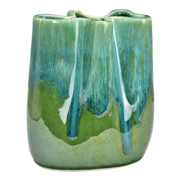 Jarrón de porcelana verde (An./Al./Pr.) 15x18x10cm