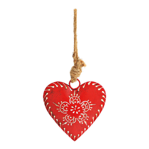Para colgar corazón copo de nieve decoración metal rojo (An./Al./Pr.) 8x8x1cm