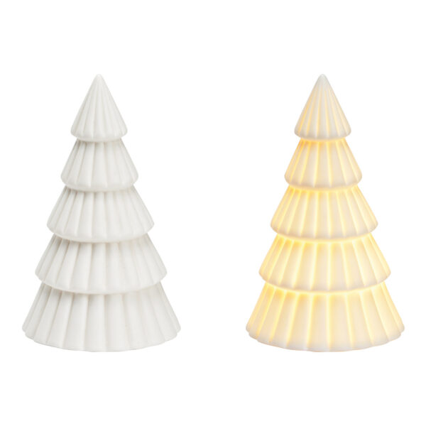 Abeto con luz a pilas 3xLR44 de porcelana (An./Al./Pr.) 8x12x8cm