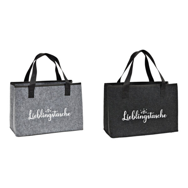 Bolsa de almacenamiento Liebingstasche de fieltro gris, 2 compartimentos, (ancho/alto/profundidad) 40 x 27 x 21 cm
