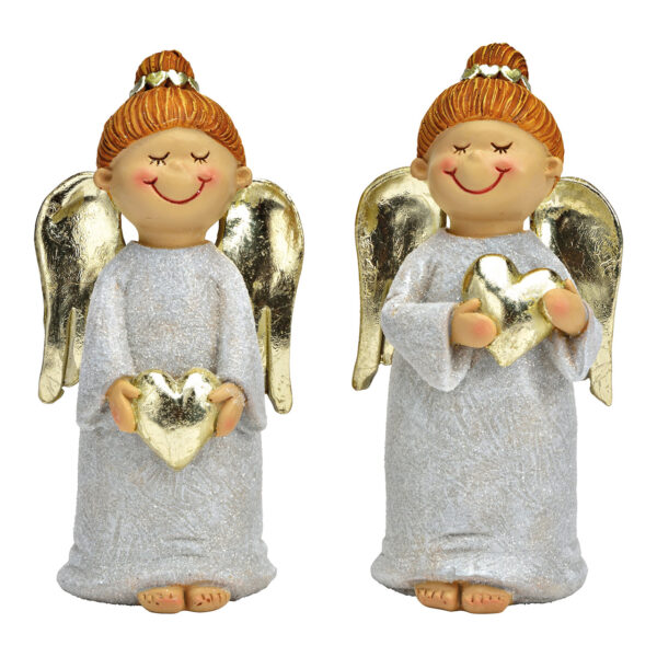 Ángel de oro polivinílico de 2 surtido, (An./Al./Pr.) 7x14x5cm