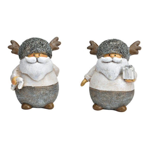 Papá Noel de polipropileno gris, doble cara, 7 x 8 x 5 cm (ancho x alto x profundidad)
