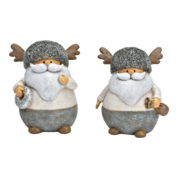 Papá Noel de polipropileno gris, doble cara, 10 x 12 x 8 cm (ancho x alto x profundidad)