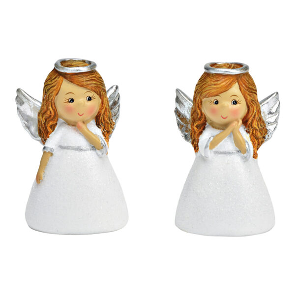 Ángel de poli blanco de 2 surtido, (An/Al/Pr) 4x8x4cm