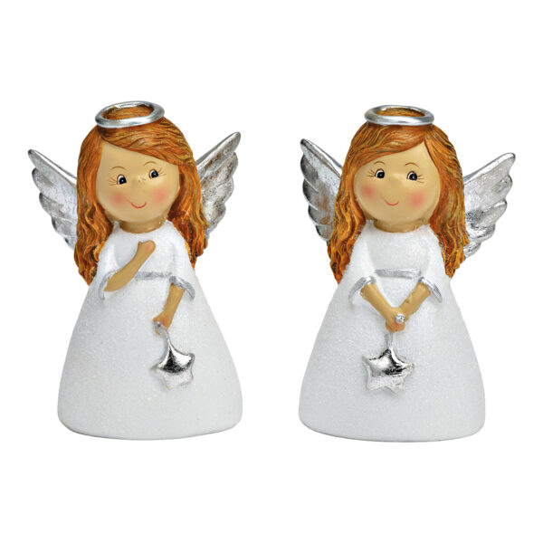 Ángel de poli blanco de 2 surtido, (An./Al./Pr.) 8x12x6cm